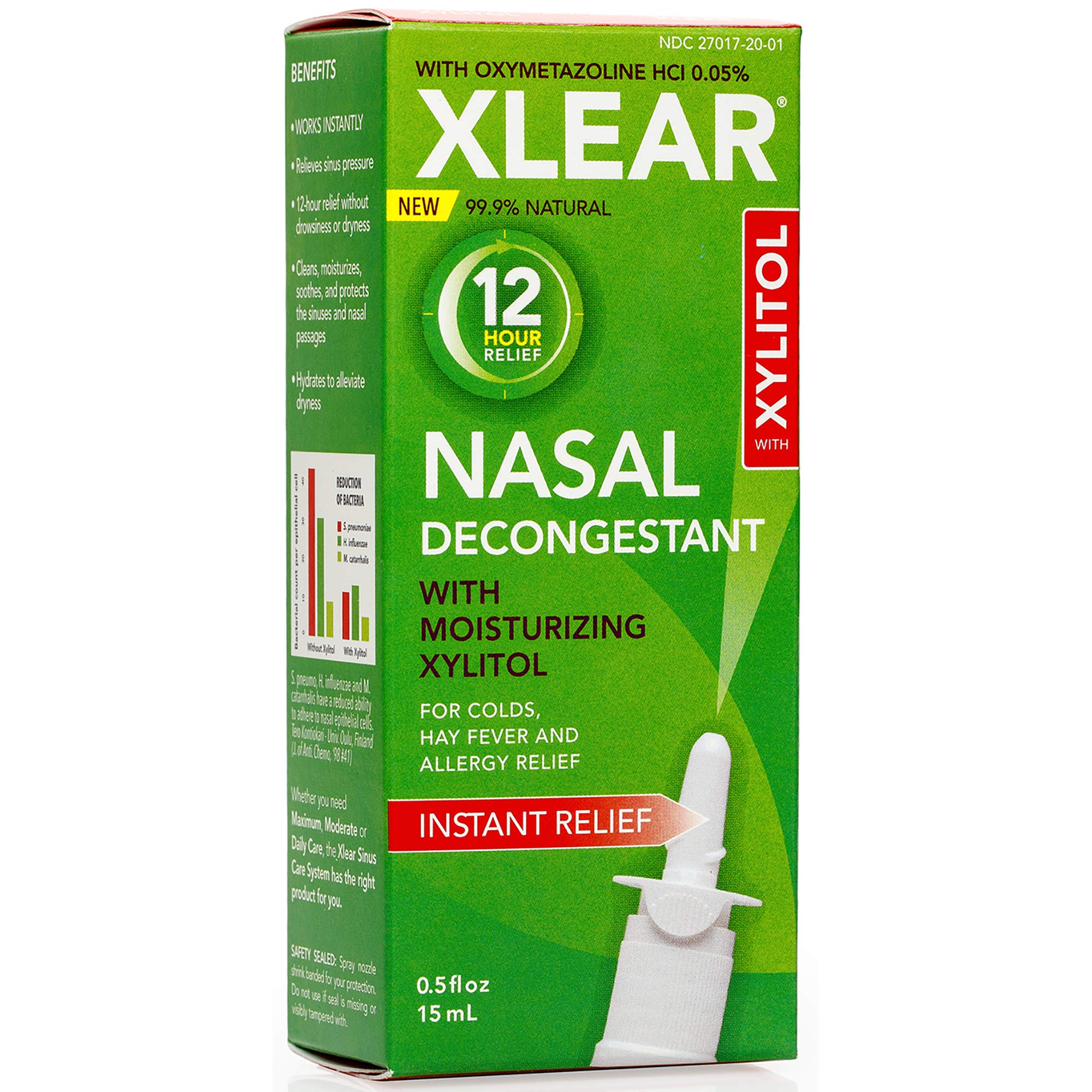 Product image of Xlear Natural Saline Nasal Decongestant Spray Xylitol and Oxymetazoline Instant Sinus Pressure and